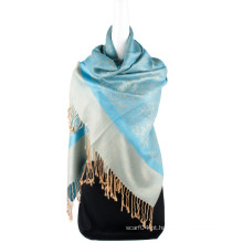 Moda reversível cores cashmere pashmina xale Paisley Jaquard